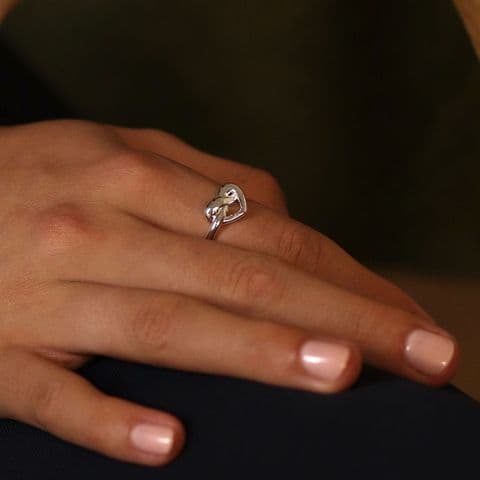 SILVER PLATE HEART INFINITY KNOT RING