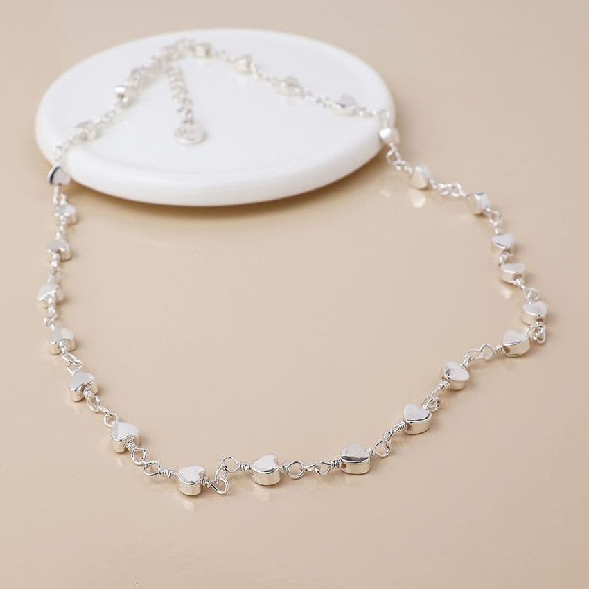 SILVER PLATE MULTI HEART NECKLACE