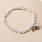 SILVER PLATE STAR & CRYSTAL RAINBOW CHARM BRACELET