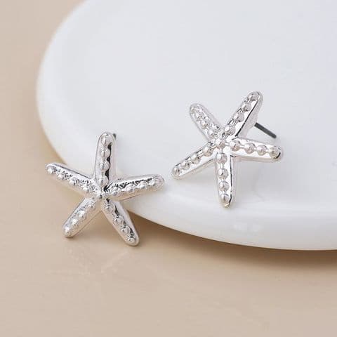 SILVER PLATE STARFISH STUD EARRINGS
