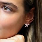 SILVER PLATED CRYSTAL STARFISH STUDS