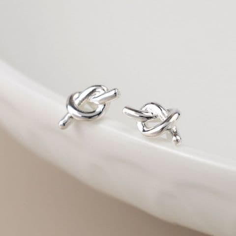 SILVER PLATED DAINTY KNOT EARRINGS