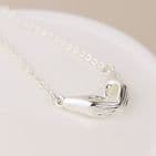 SILVER PLATED HEART HANDS NECKLACE