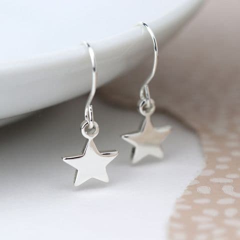 SILVER PLATED STAR DROP EARRINGS