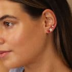 SILVER PLATED STRAWBERRY & FLOWER TRIPLE STUD SET