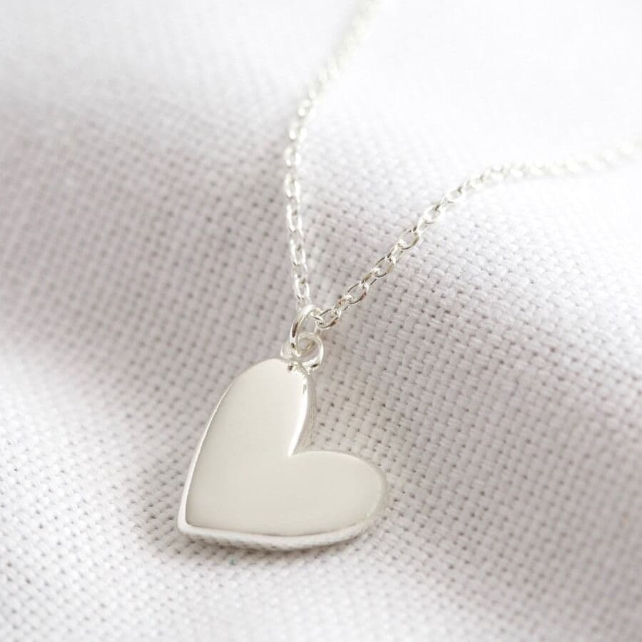 SILVER PUFFED HEART NECKLACE