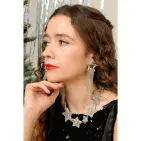 SILVER SHOOTING STAR BEADED DROP EARRINGS