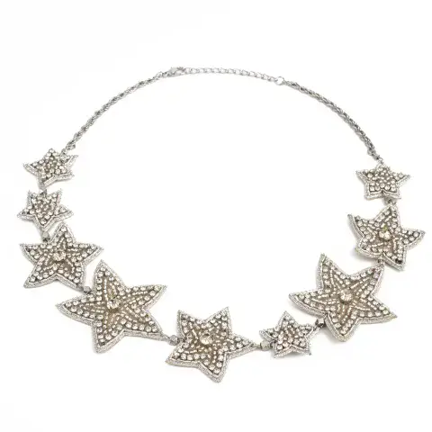 SILVER STAR EMBELLISHED NECKLACE