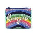 SMALL BEADED RAINBOW BONJOUR POM POM PURSE