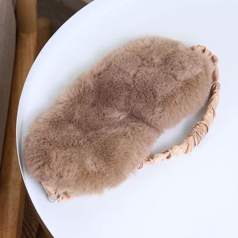 SOFT FAUX FUR TAUPE SLEEP MASK