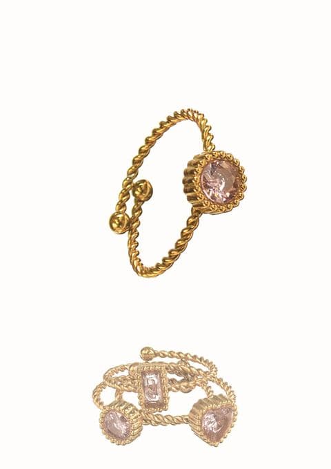 SOLO GOLD GEM TWIST RING IN BLUSH