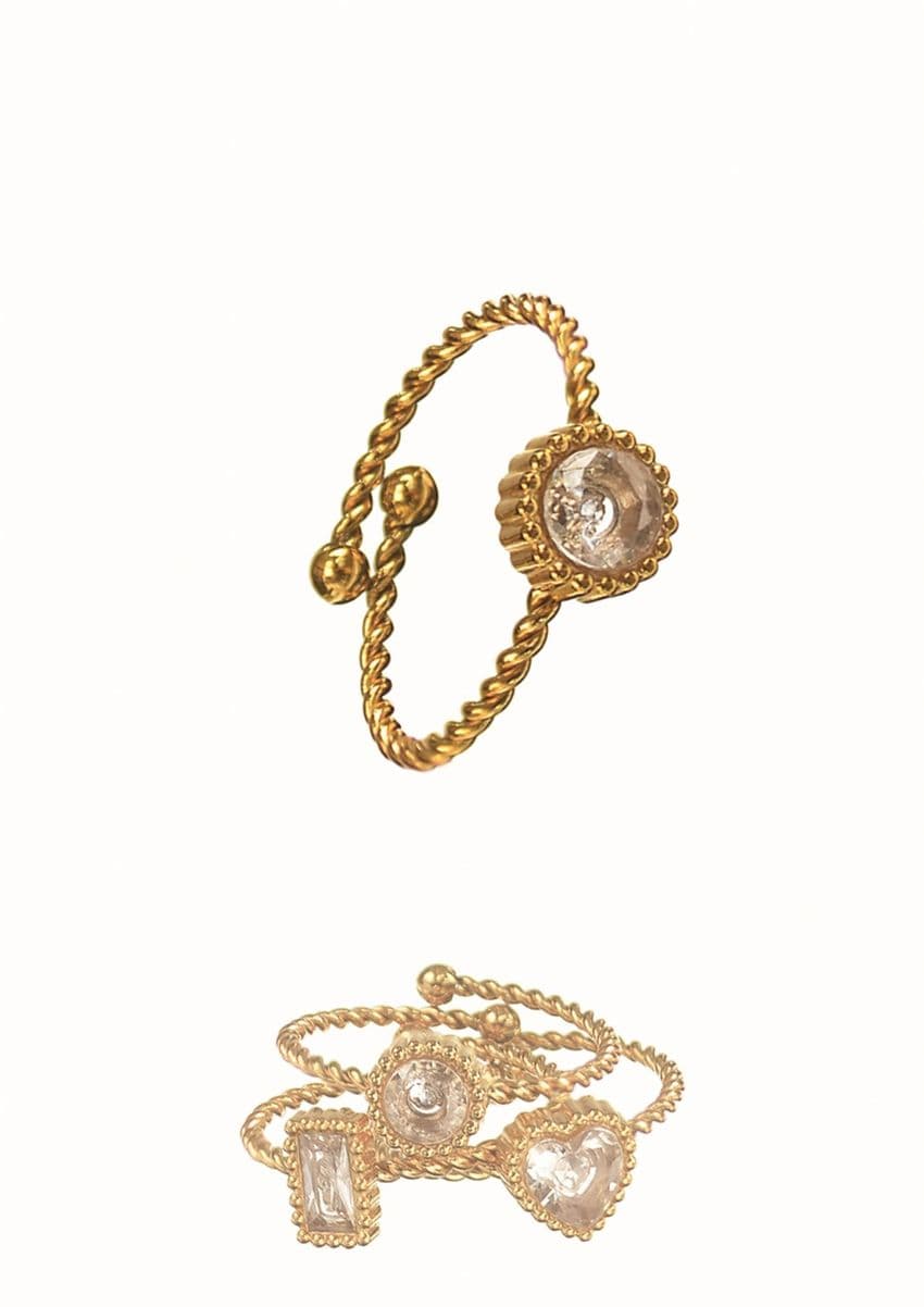 SOLO GOLD TWIST GEM RING IN CLEAR