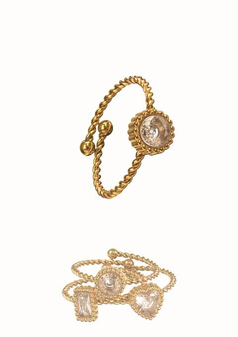 SOLO GOLD TWIST GEM RING IN CLEAR