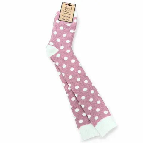 SPOTS PINK SUPER COSY KNEE HIGH SOCKS