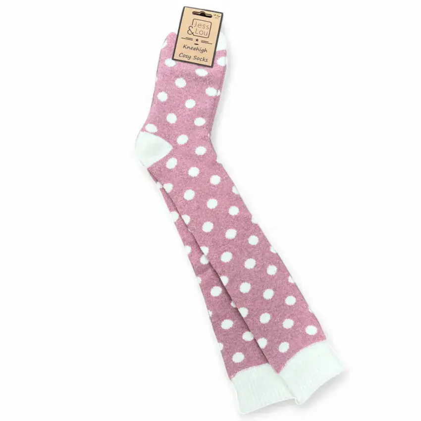 SPOTS PINK SUPER COSY KNEE HIGH SOCKS