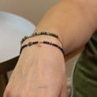 STAINLESS STEEL GOLD PLATE BEAD CHAIN/ GREEN STONE BLET