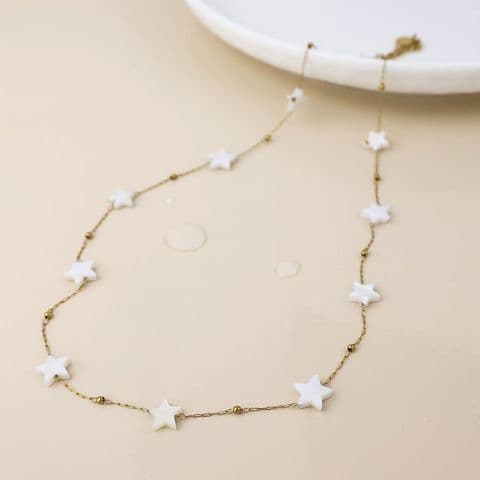 STAINLESS STEEL WHITE SHELL STAR NECKLACE