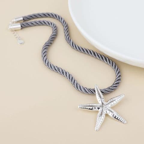 STARFISH GREY CORD NECKLACE
