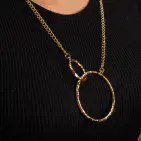 STATEMENT DOUBLE CIRCLE PENDANT NECKLACE