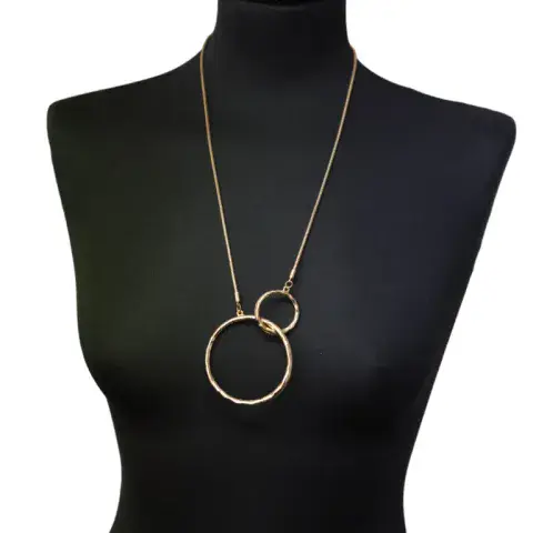 STATEMENT DOUBLE CIRCLE PENDANT NECKLACE