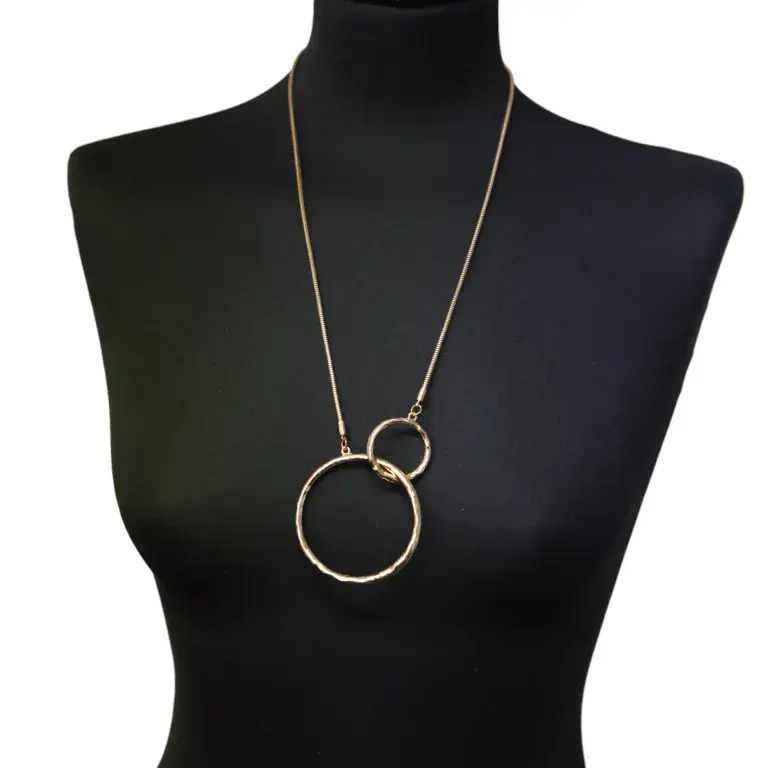 STATEMENT DOUBLE CIRCLE PENDANT NECKLACE