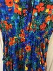 STELLA BLUE MULTI FLORAL CAP SLV MIDI DRESS