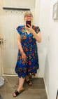 STELLA BLUE MULTI FLORAL CAP SLV MIDI DRESS