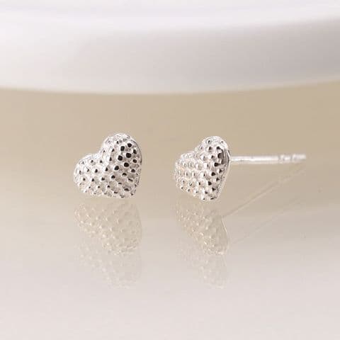 STERLING SILVER BOBBLE HEART STUDS
