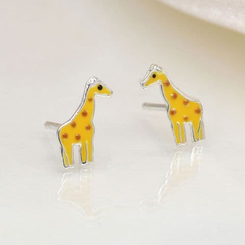 STERLING SILVER ENAMEL GIRAFFE EARRINGS