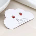 STERLING SILVER ENAMEL LADY BIRD EARRINGS