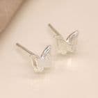 STERLING SILVER FOIL TEXTURE BUTTERFLY STUDS