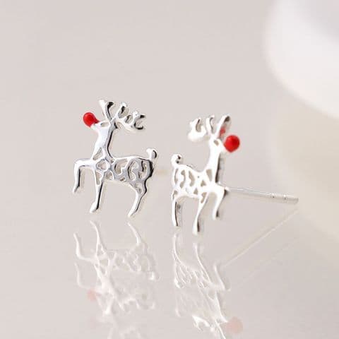 STERLING SILVER RUDOLPH STUD EARRINGS