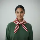 STRIPED WOOL BLEND TRIANGLE NECK SCARF