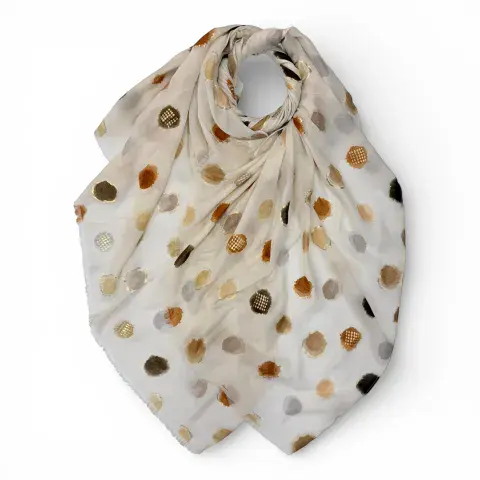 SUMMER POLKA LIGHTWEIGHT SCARF IN BEIGE