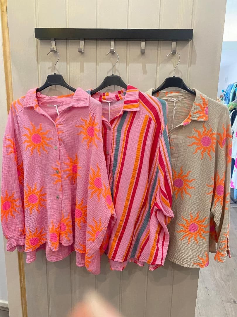 SUNBURST & STRIPE COTTON SHIRT
