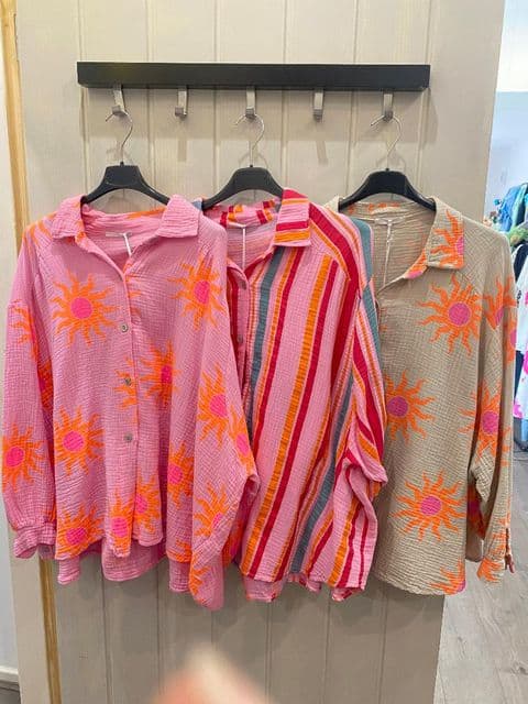 SUNBURST & STRIPE COTTON SHIRT