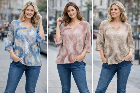 SWIRLS PRINT V MESH FINE KNIT