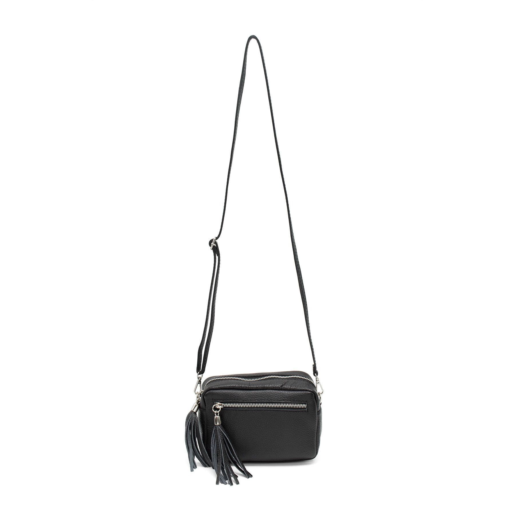 TESS OLIVE GREEN TASSEL LEATHER CROSSBODY BAG