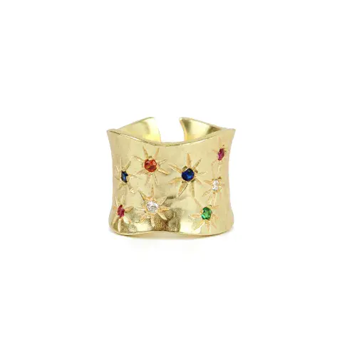 THICK MULTI GEM STUDDED RING