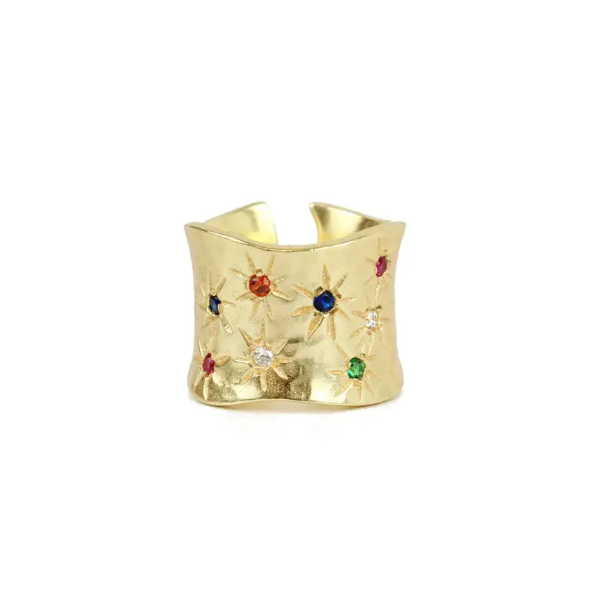 THICK MULTI GEM STUDDED RING