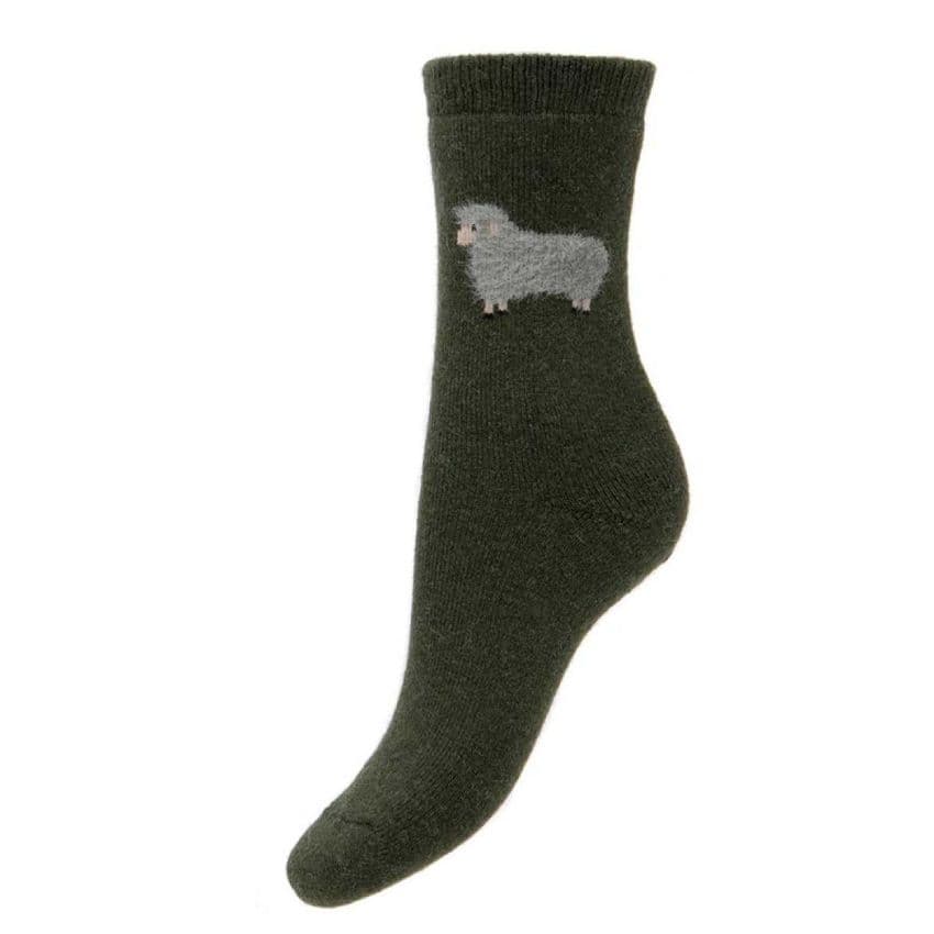 THICK WOOL BLEND GREEN SOCKS WITH FLUFFY SOCKS (1)