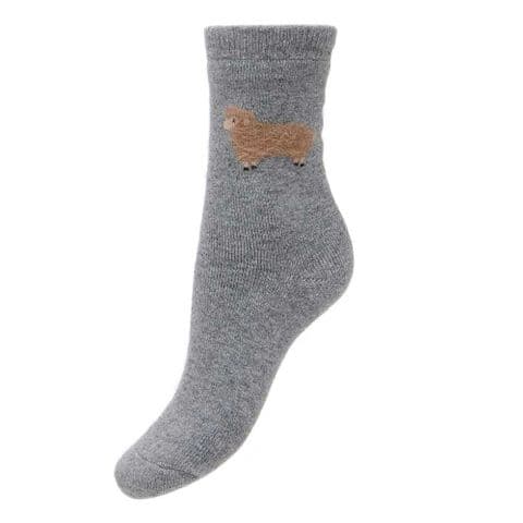 THICK WOOL BLEND GREY SOCKS WITH FAWN FLUFFY SOCKS