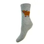 THICK WOOL BLEND  SOCKS WITH FLUFFY HIGHLAND COWS