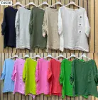 THREE BUTTON LINEN TOP