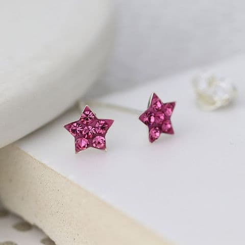 TINY CRYSTAL STAR EARRINGS ROSE (1)