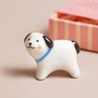 TINY MATCHBOX CERAMIC  DOG TOKEN