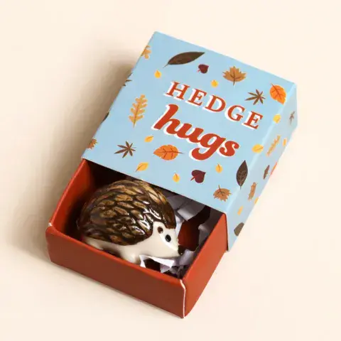 TINY MATCHBOX CERAMIC HEDGEHOG TOKEN