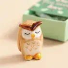 TINY MATCHBOX CERAMIC OWL TOKEN