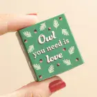 TINY MATCHBOX CERAMIC OWL TOKEN