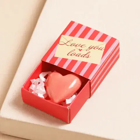TINY MATCHBOX LOVE YOU CERAMIC HEART TOKEN